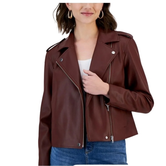 INC International Concepts Jackets & Blazers - INC International Concepts Faux Leather Moto Jacket NWT Size XS